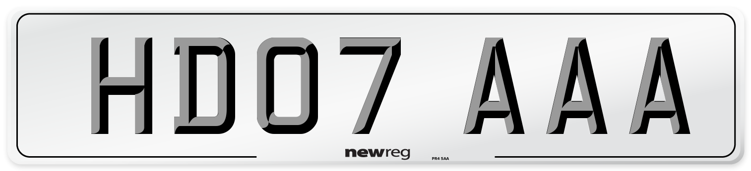 HD07 AAA Number Plate from New Reg